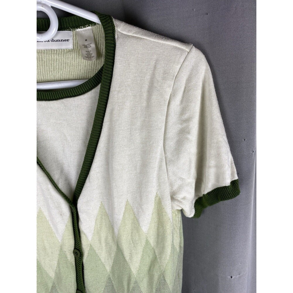 Alfred Dunner Women's Sz M Green White Layered Argyle Short Sleeve Sweater Top - Picture 4 of 10